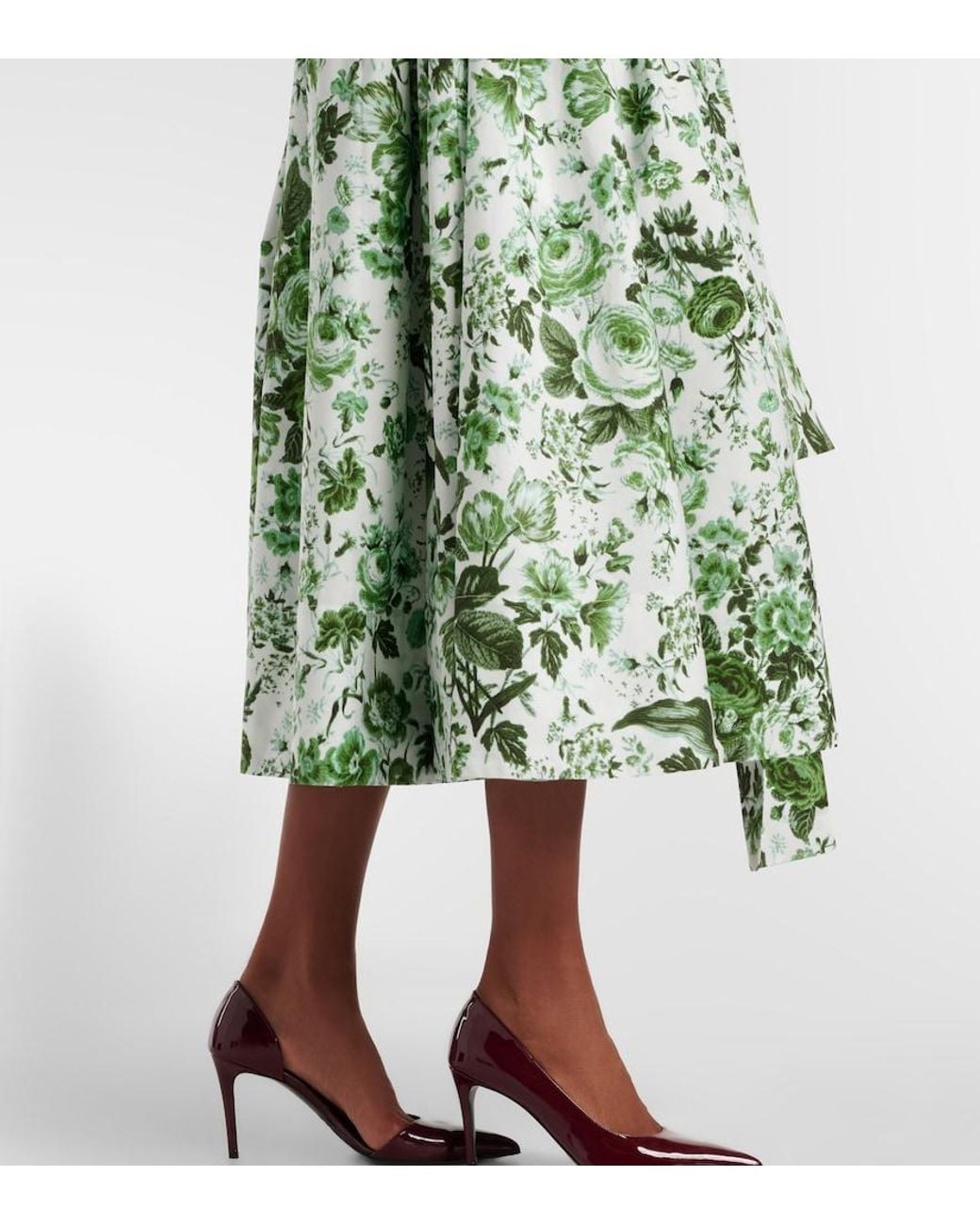 Erdem Green Floral Cotton Shirt Dress