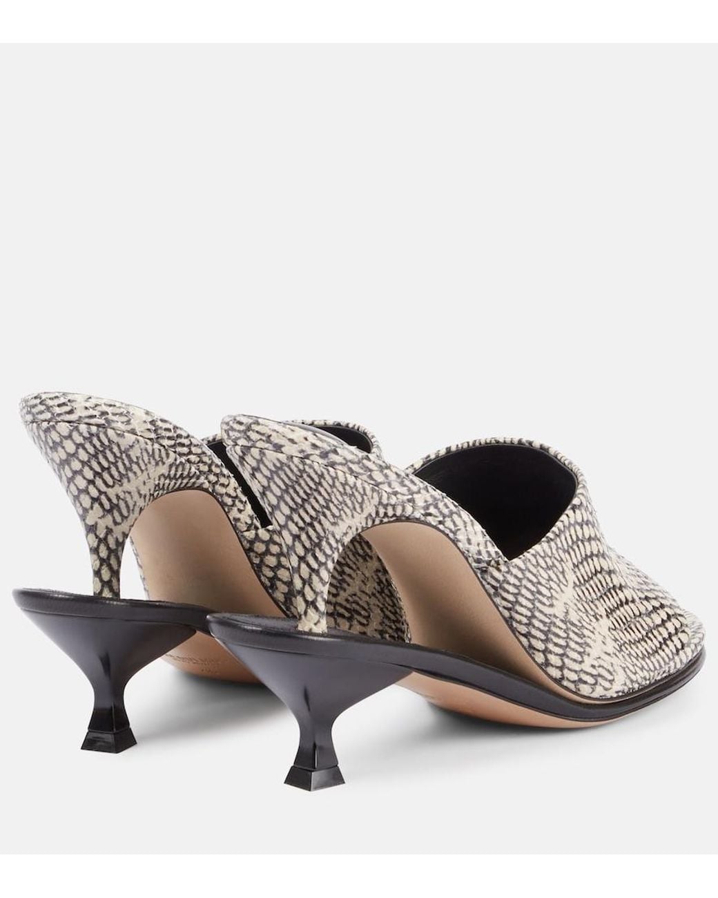 Jacquemus White Doubles Snake-Effect Leather Mules