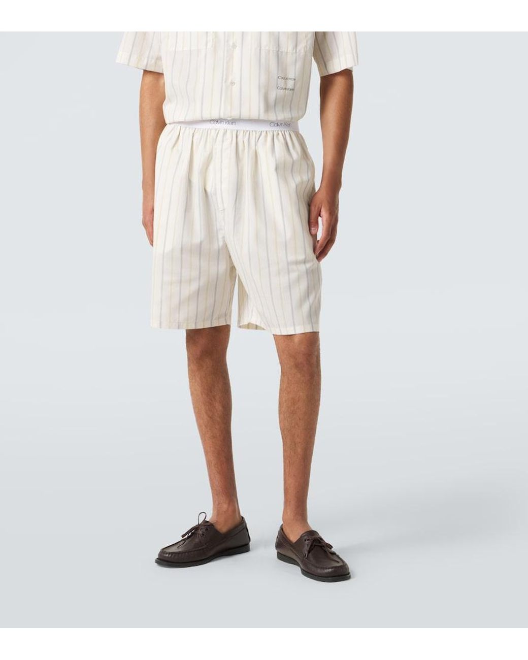 Calvin Klein White Edward Striped Technical Shorts for men