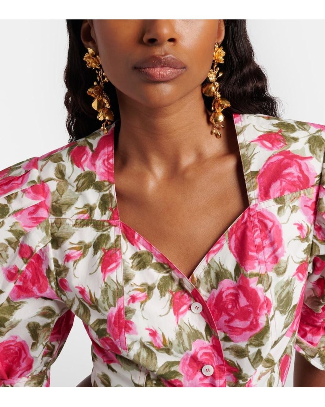 Chloé Metallic Bouquet Floral Drop Earrings