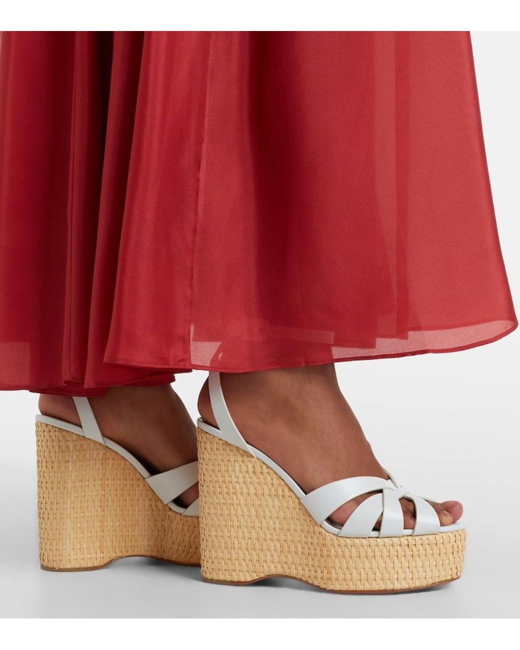 Aquazzura White Copacabana Leather Wedge Sandals