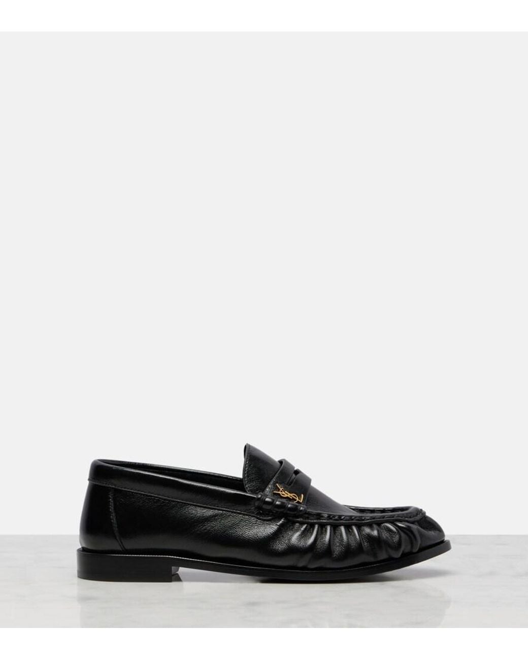 Saint Laurent Black Leather Penny Loafers