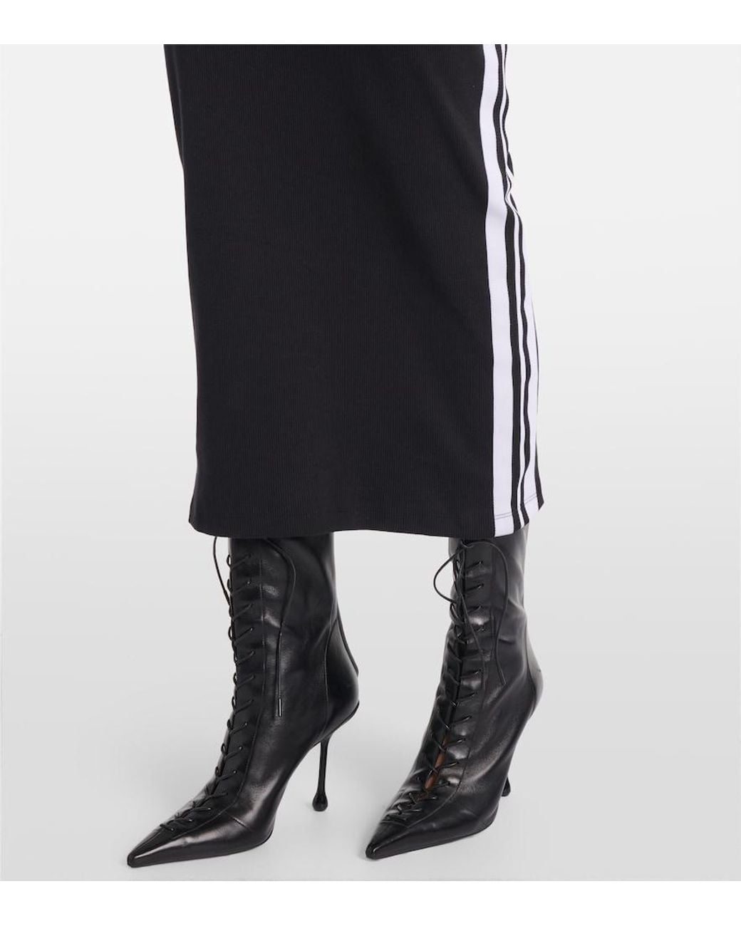Jean Paul Gaultier Blue Ribbed-Knit Cotton-Blend Midi Dress