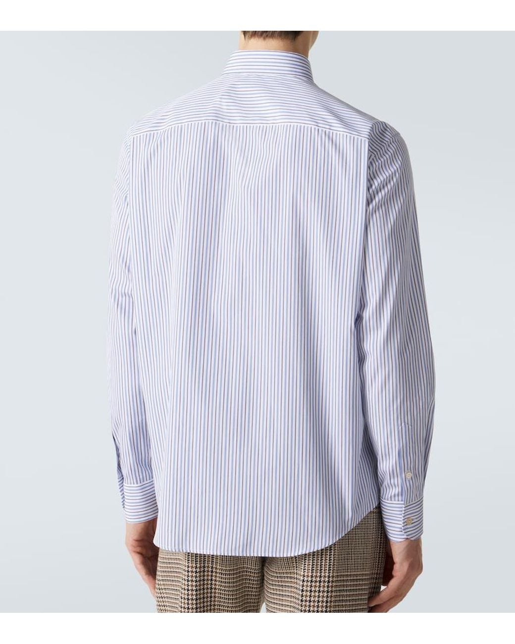 Valentino Garavani Blue Striped Cotton Shirt for men