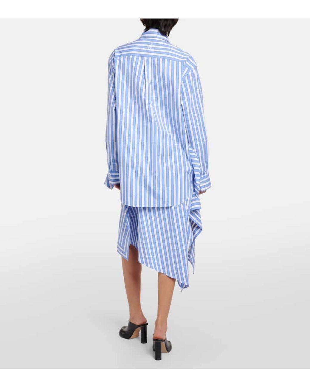 J.W. Anderson Blue Striped Peplum Cotton Shirt