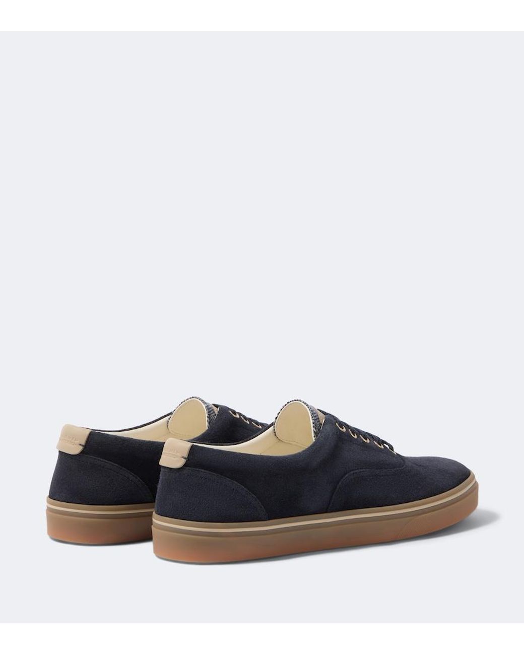 Brunello Cucinelli Blue Leather-Trimmed Suede Sneakers for men