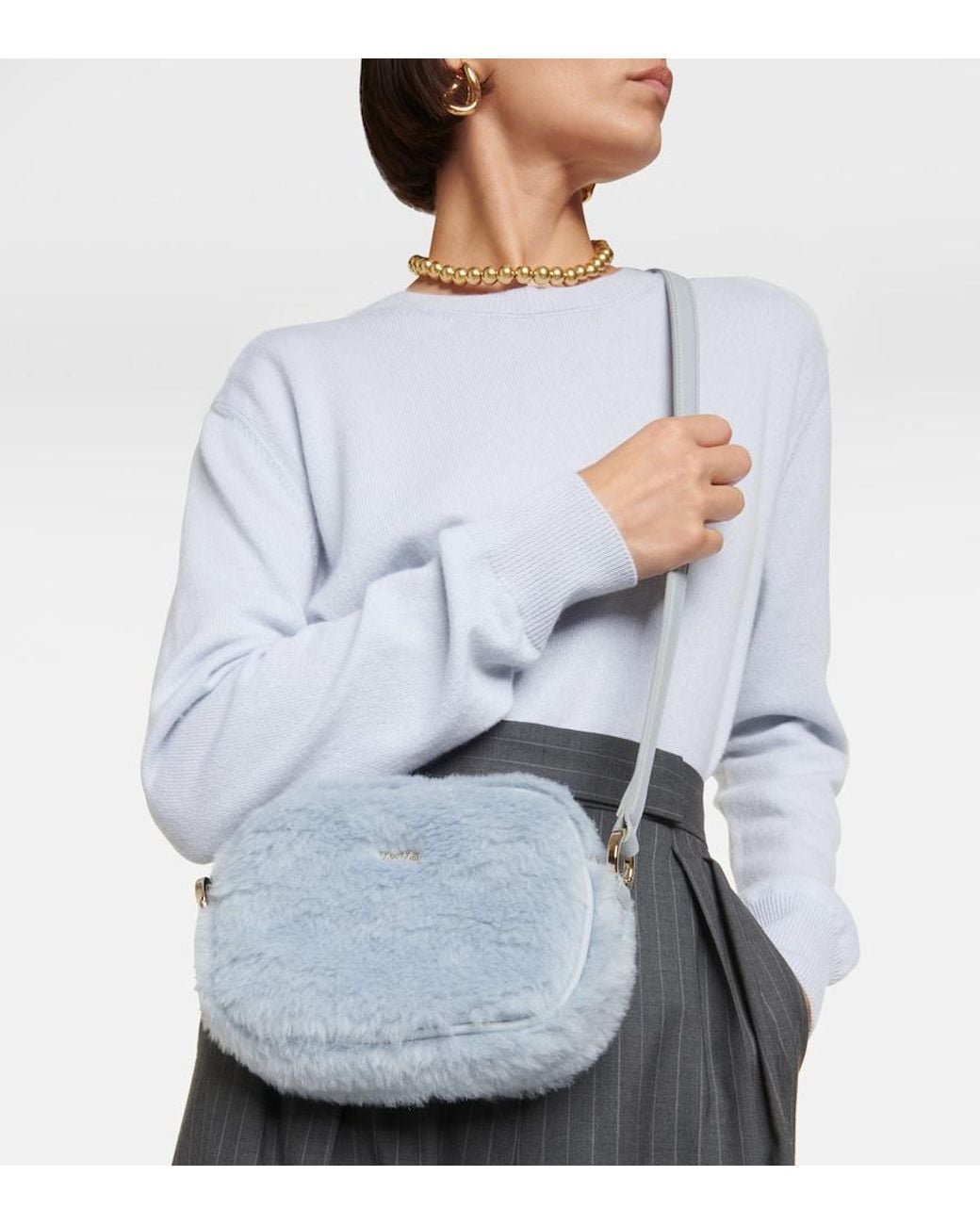 Borsa A Tracolla Small Teddy di Max Mara in Blue
