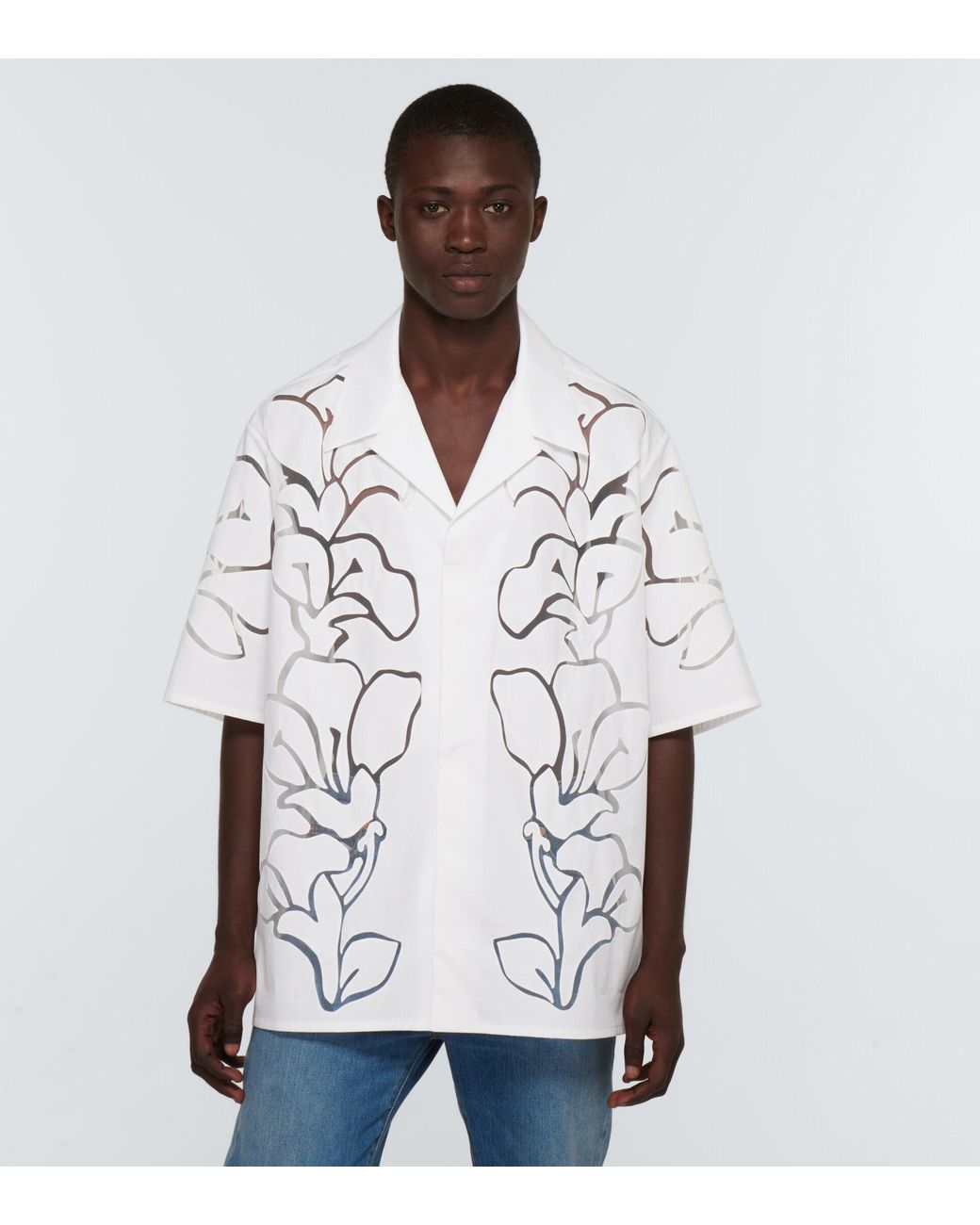 Valentino Floral Cotton Bowling Shirt in White for Men | Lyst