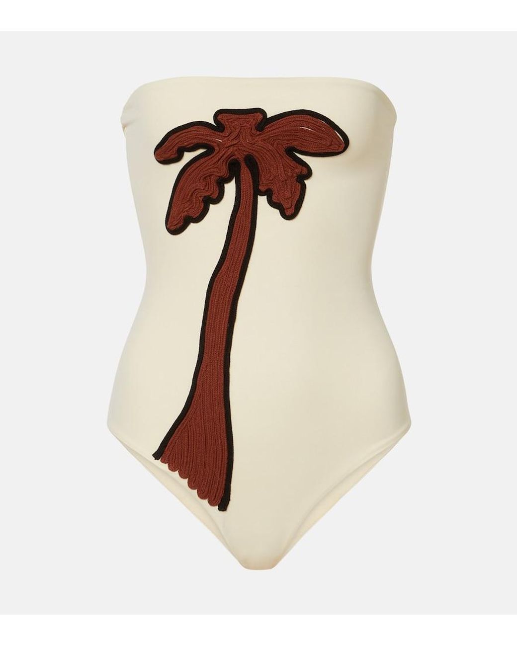 Johanna Ortiz Brown Embroidered Swimsuit