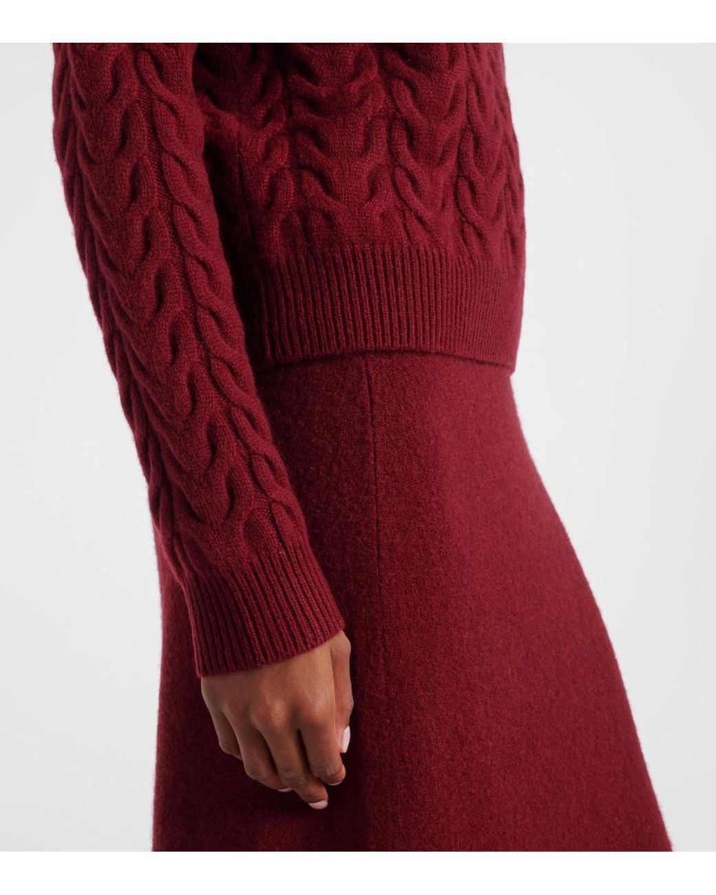 Max Mara Red Aramis Cable-Knit Cashmere Sweater