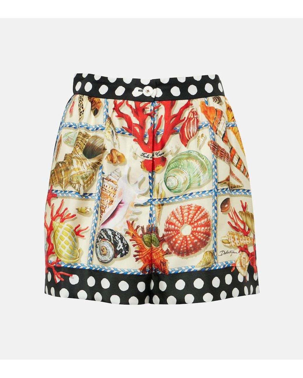 Dolce & Gabbana Red Capri Printed Silk Satin Shorts