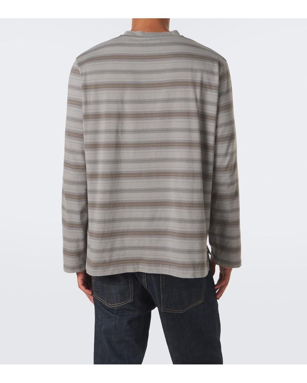 Our Legacy Gray Box Striped Cotton Jersey T-Shirt for men