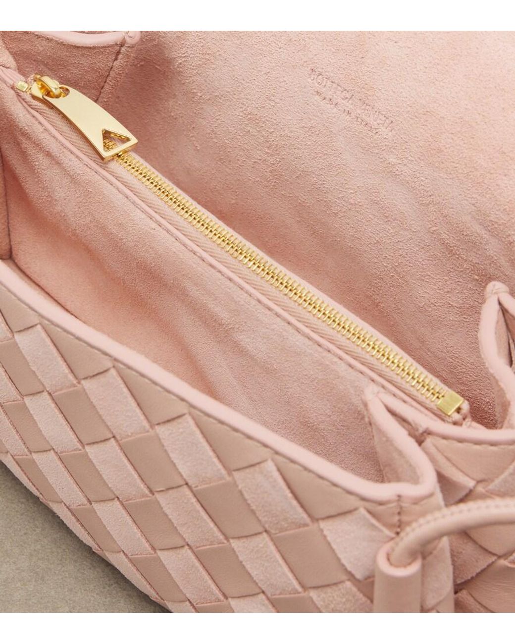 Bottega Veneta Pink Notturno Intrecciato Leather Crossbody Bag