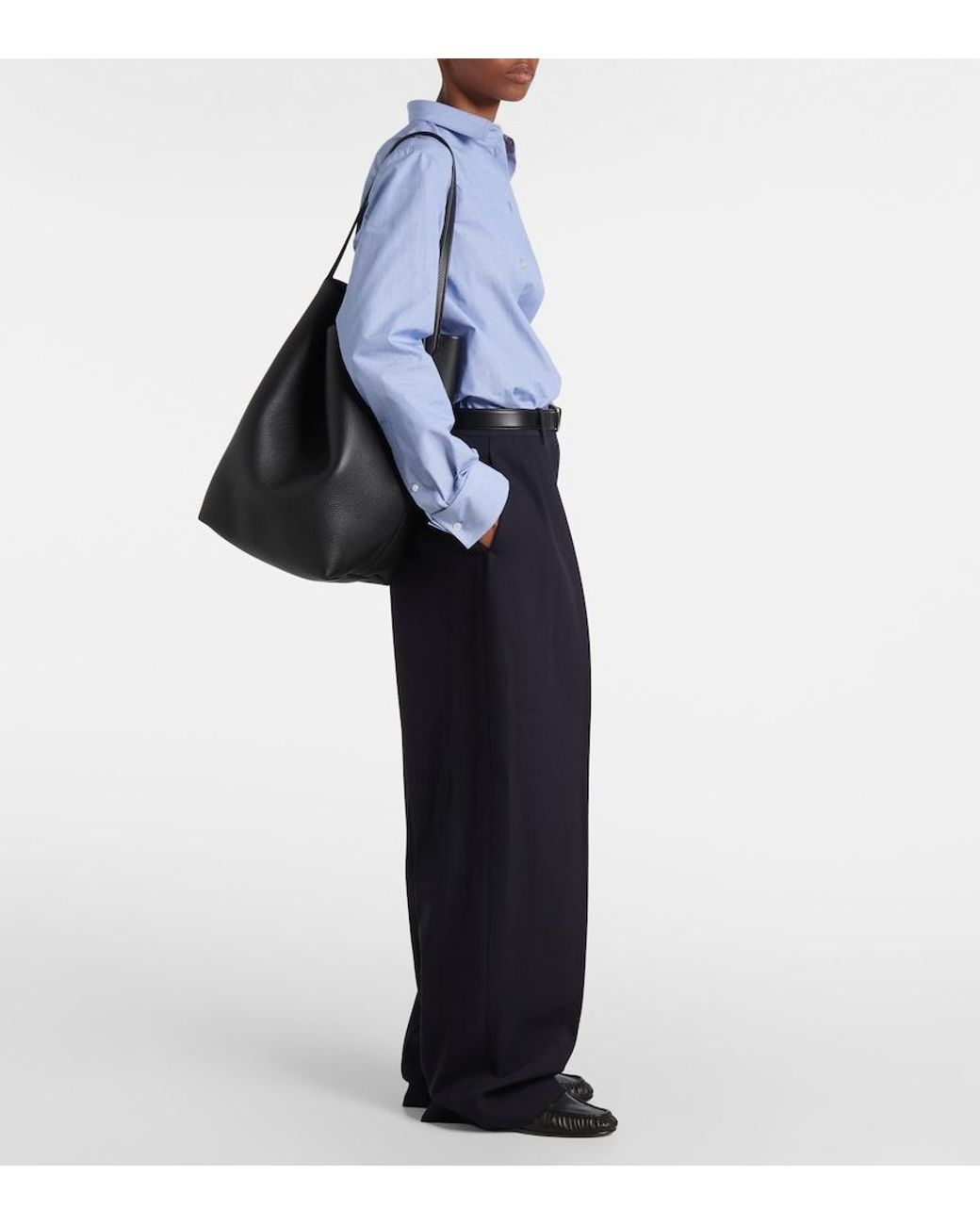 The Row Black Tote Bag Park Large N/S Aus Leder