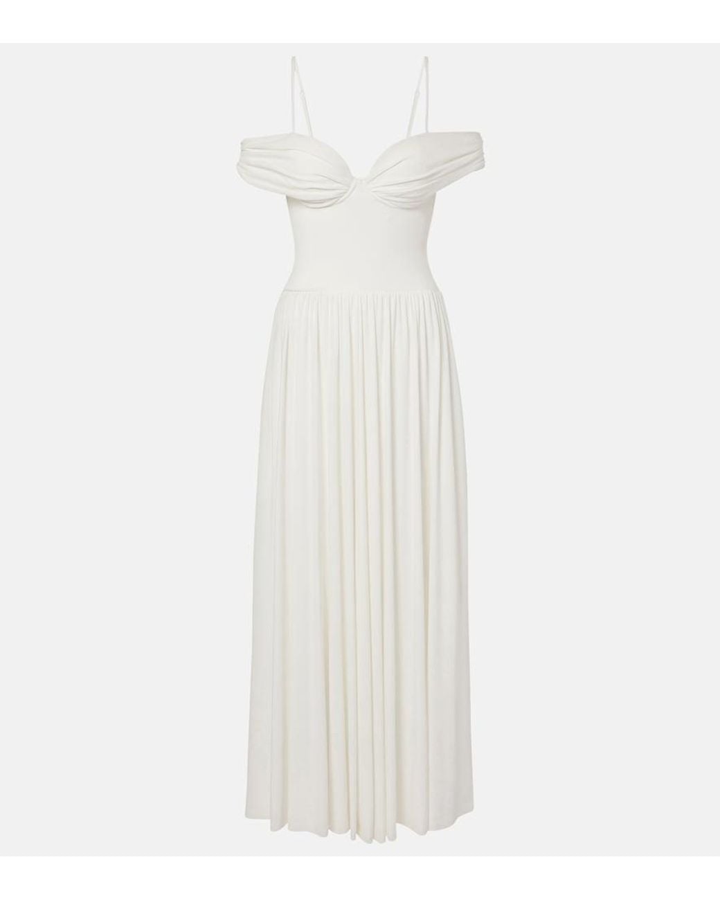Jonathan Simkhai White Amarantha Draped Jersey Maxi Dress