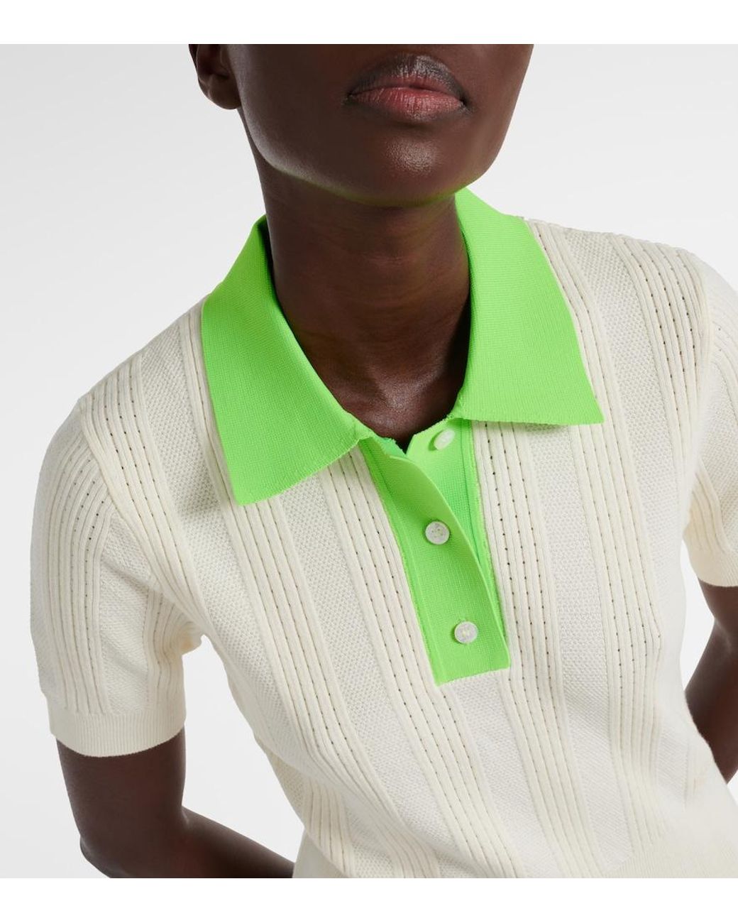 Tory Sport Green Polohemd Aus Pointelle-Strick