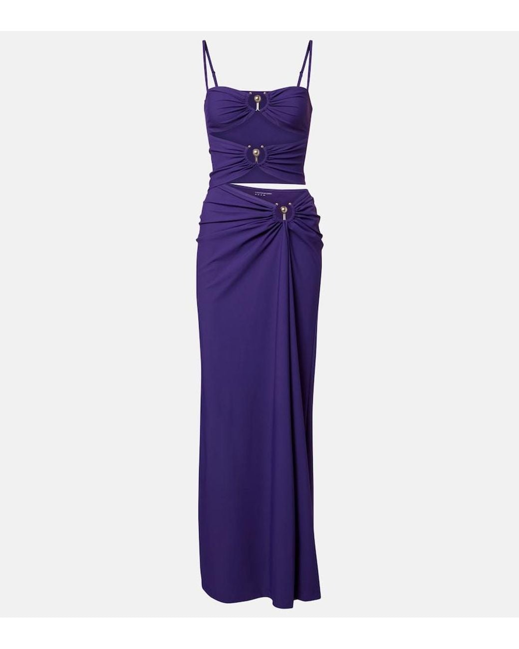 Christopher Esber Purple Cutout Ruched Maxi Dress