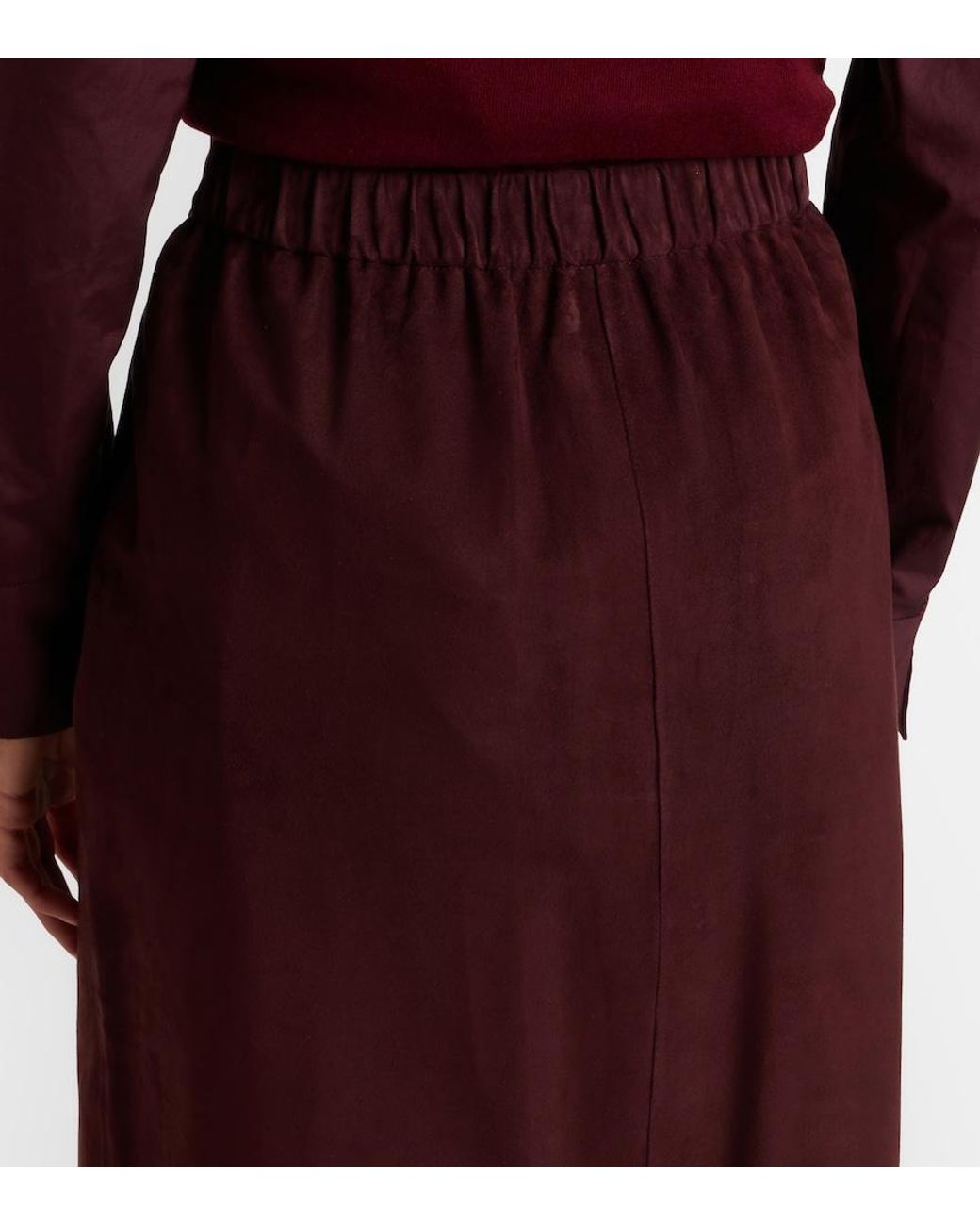 Max Mara Purple Suede Midi Skirt