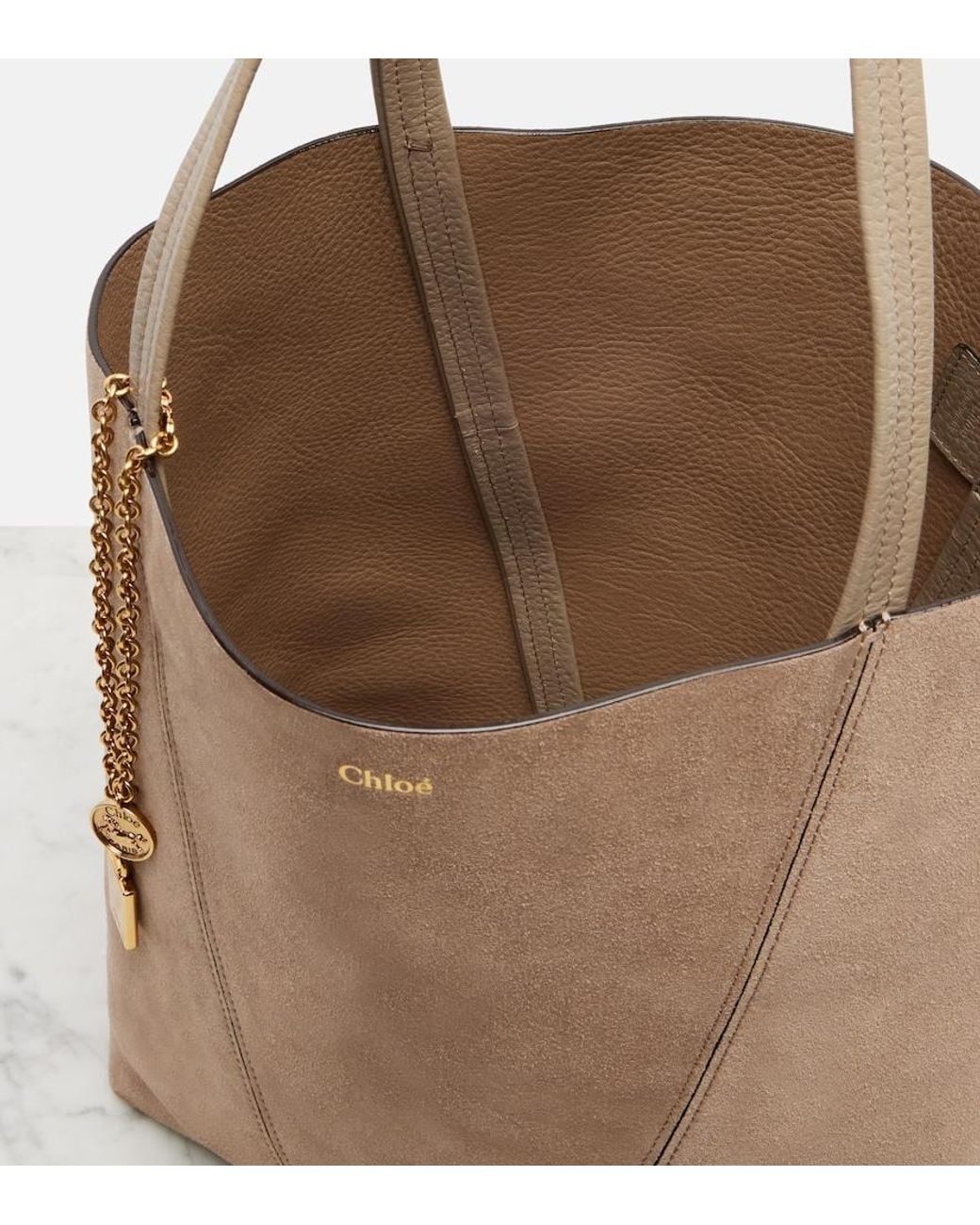 Chloé Brown Spin Medium Suede Tote Bag