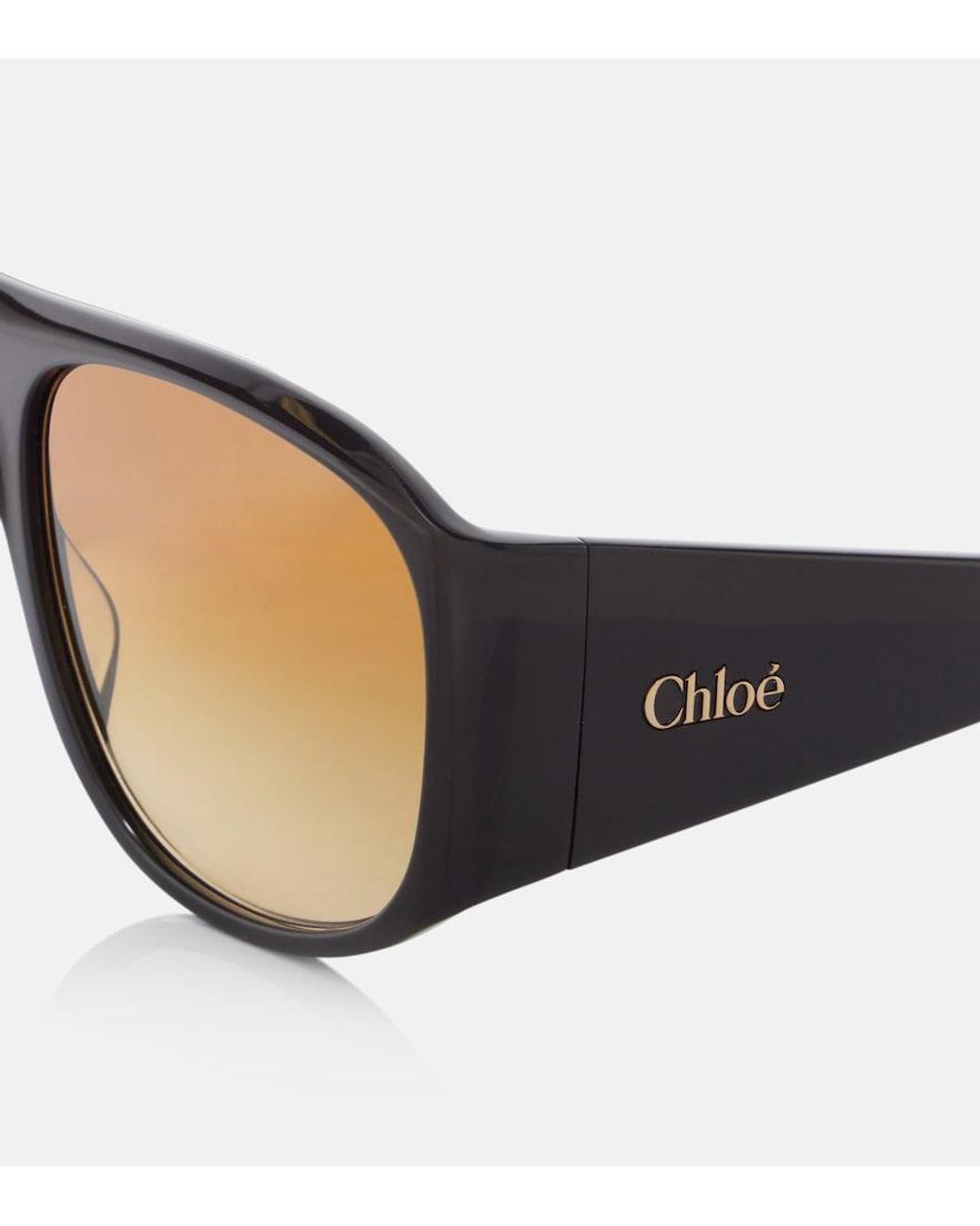 Chloé Brown Logo Oversized Sunglasses
