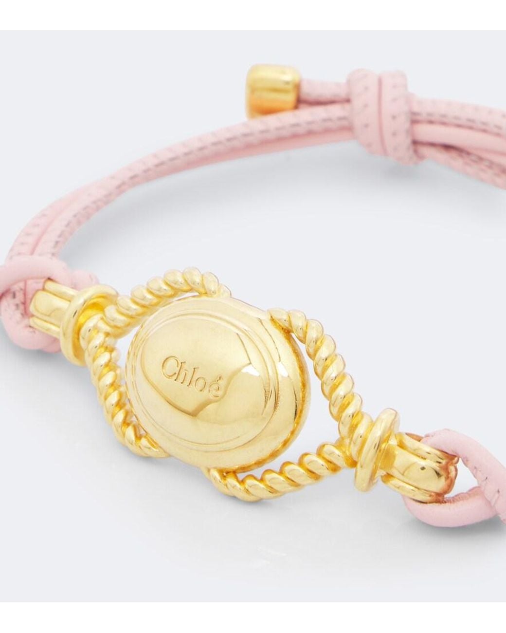 Chloé White Leather-Trimmed Bracelet
