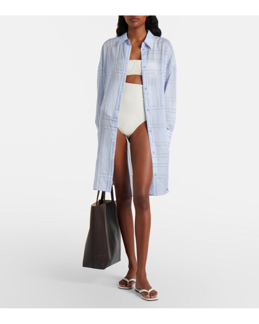 Totême White Leather Thong Sandals