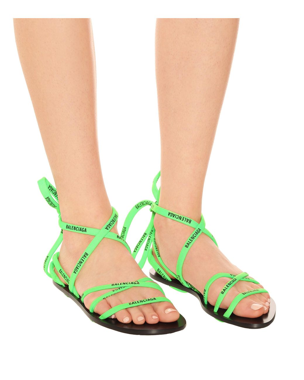 Balenciaga Lace-up Sandals in Green | Lyst