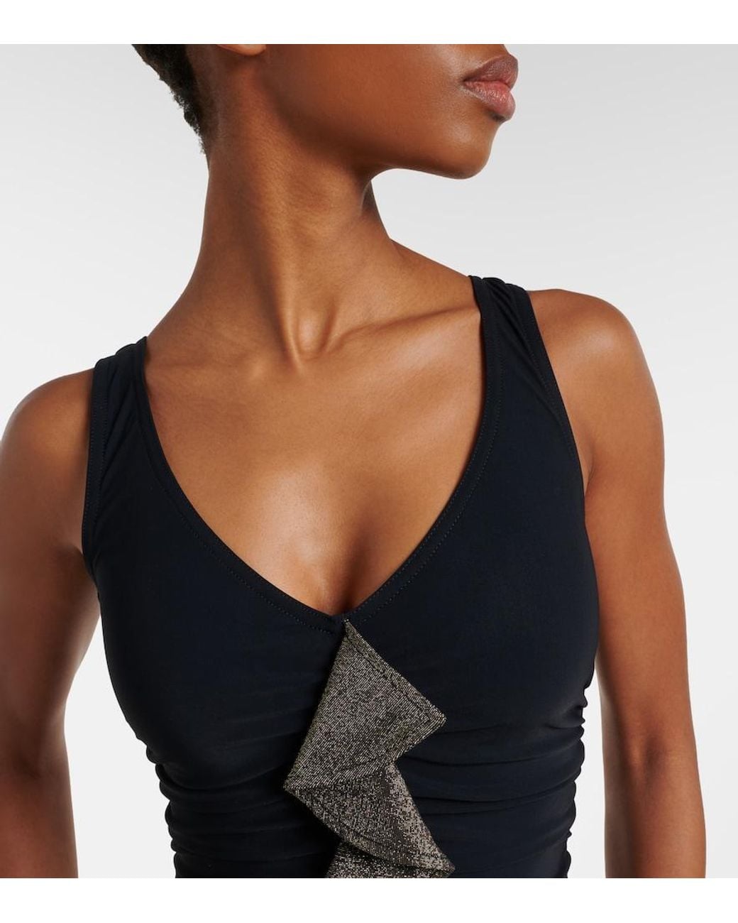 Karla Colletto Black Helena Ruffled Swimsuit