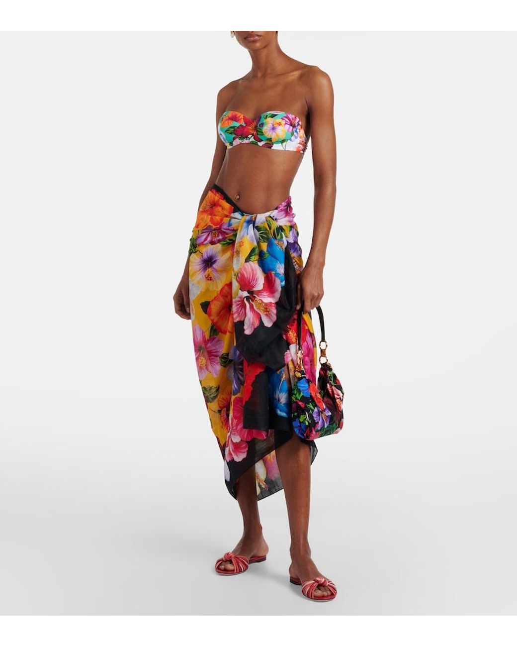 Dolce & Gabbana Multicolor Floral Cotton Beach Cover-Up
