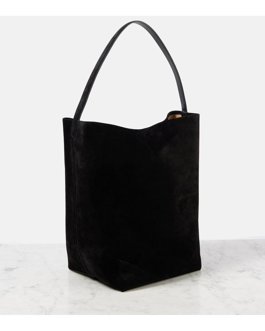 The Row Black Tote Bag N/S Park Large Aus Veloursleder