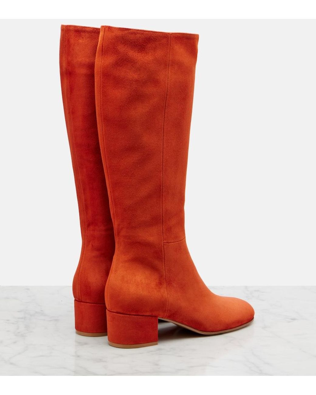 Gianvito Rossi Red Joelle Suede Knee-High Boots