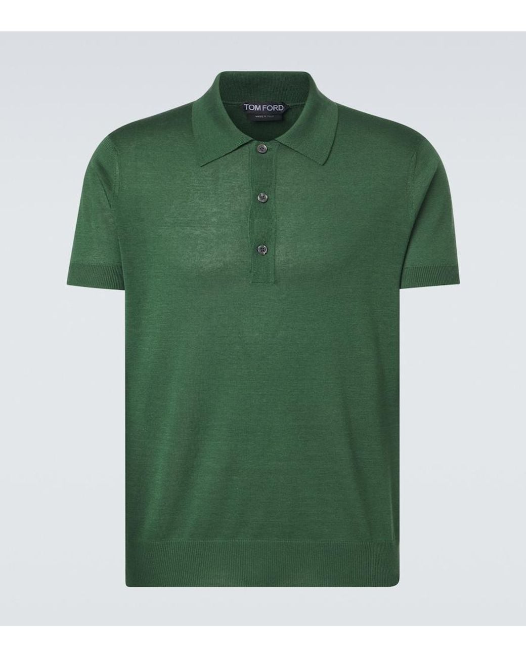 Tom Ford Green Silk And Linen Polo Sweater for men