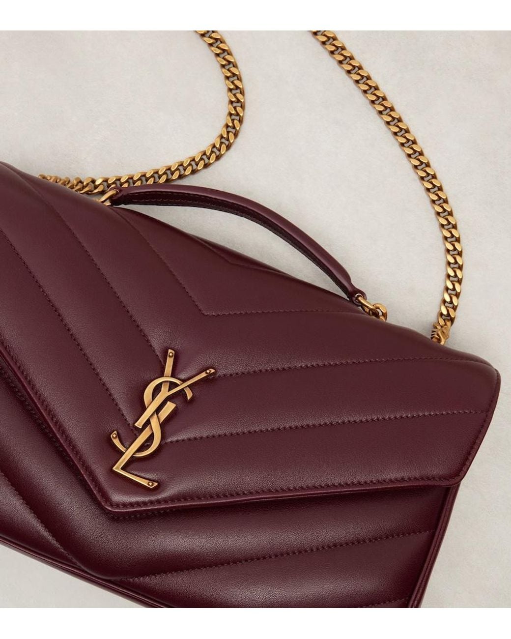 Saint Laurent Purple Loulou Medium Leather Shoulder Bag