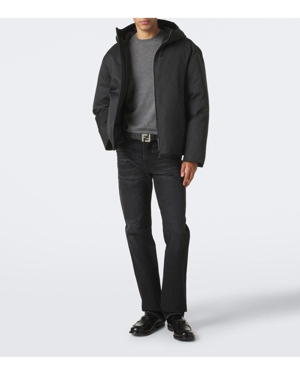 Fendi Black Ff Zucca Hooded Down Jacket for men
