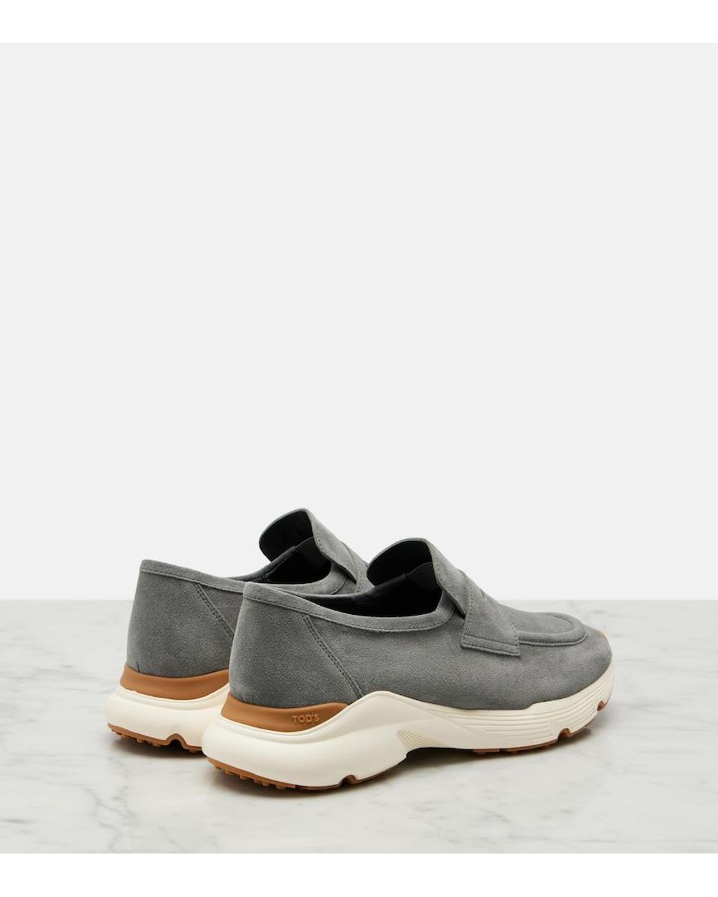 Tod's Gray Suede Penny Loafers