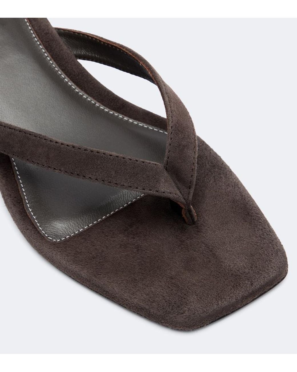 Totême  Brown Suede Thong Sandals