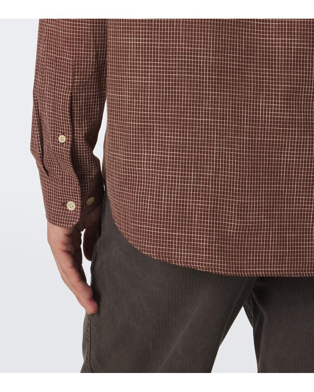 The Row Brown Pompeo Checked Cotton Flannel Shirt for men