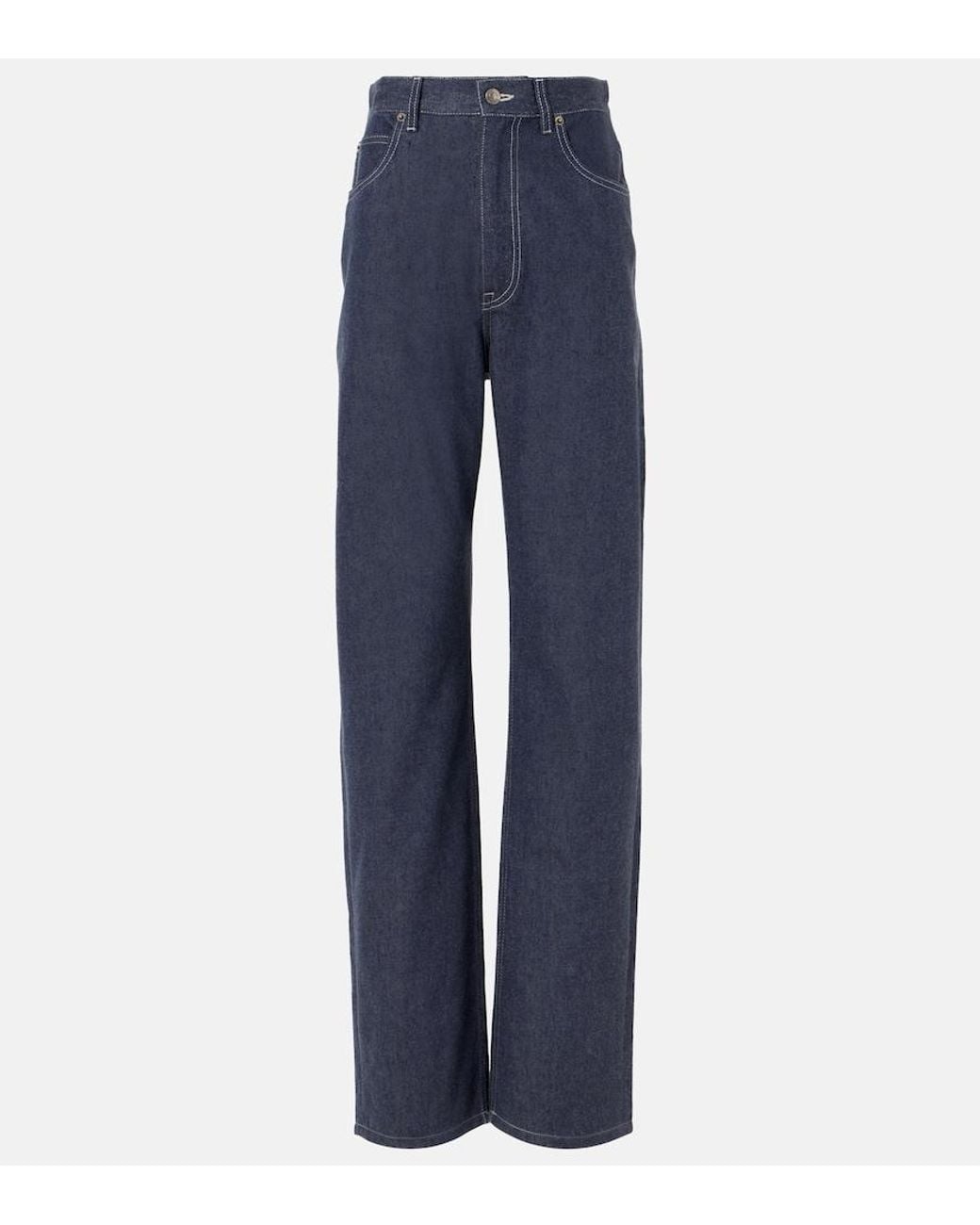 Loro Piana Blue Tye High-Rise Wide-Leg Jeans