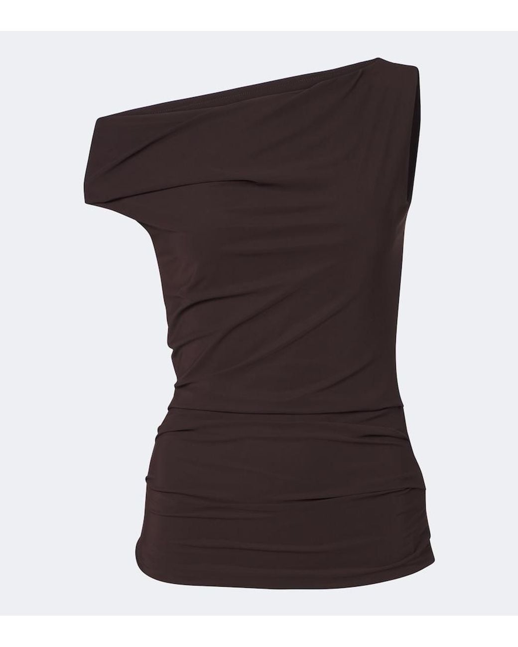 Agolde Brown Carlin Asymmetric Draped Jersey Top
