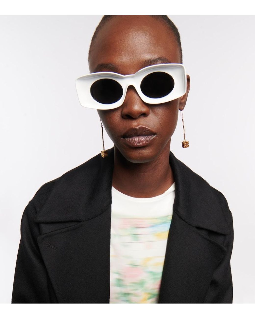 Loewe White Paula's Ibiza Rectangular Sunglasses