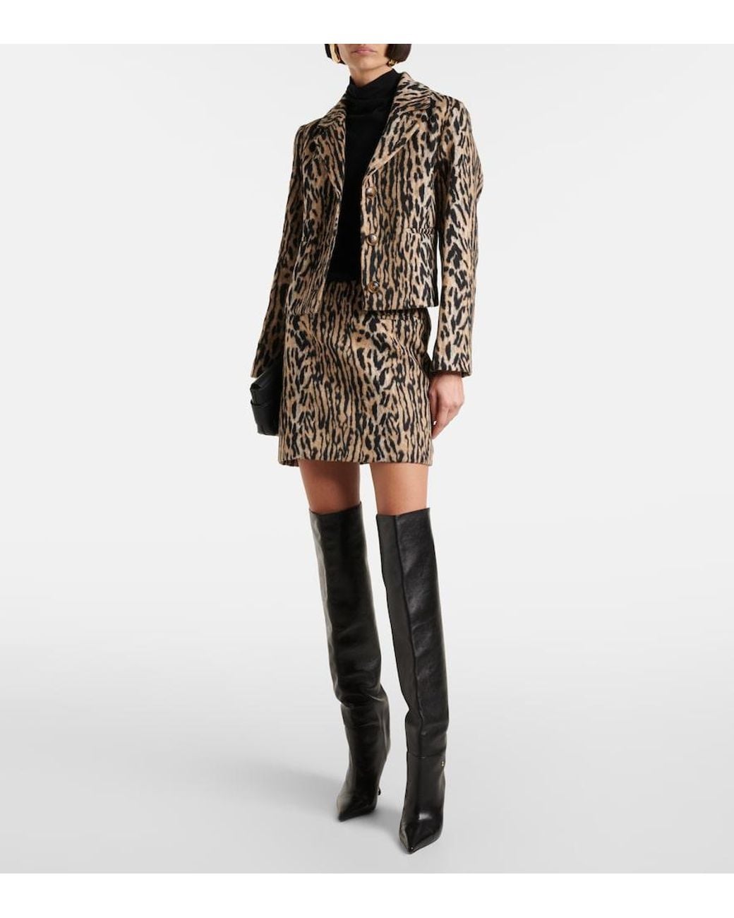 Rixo Black Leila Leopard-Print Jacket