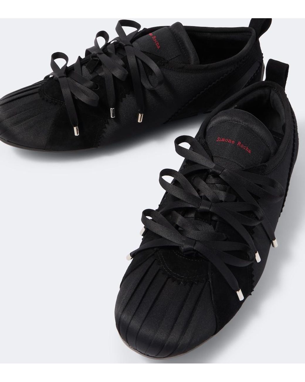 Simone Rocha Black Ballerina Grip Suede-Trimmed Satin Sneakers for men