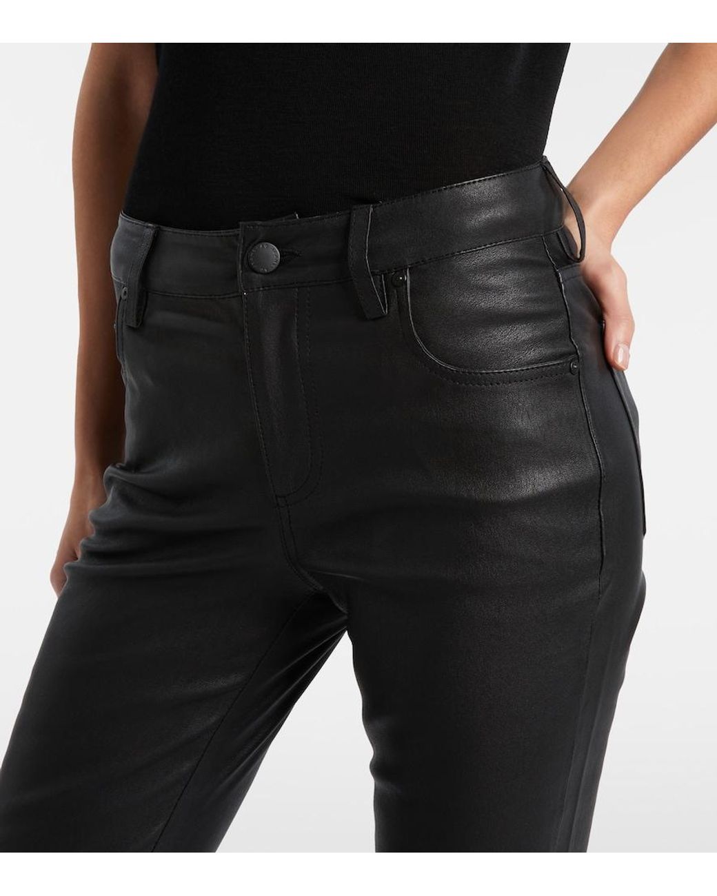 AG Jeans Black Mari Leather Skinny Pants
