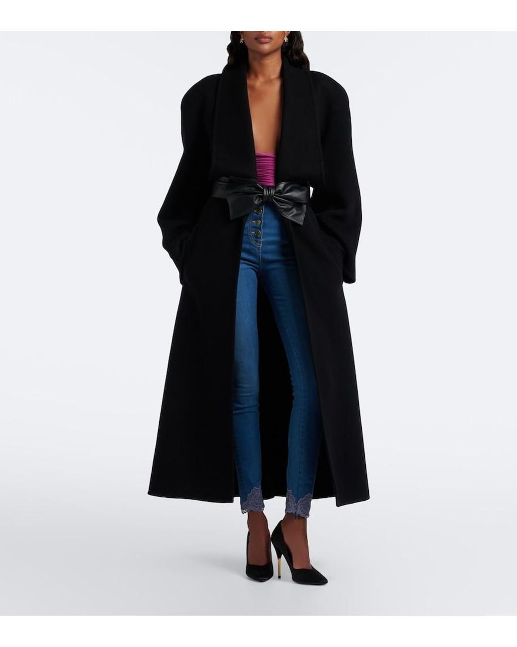 Valentino Garavani Blue Lace-Trimmed Skinny Jeans