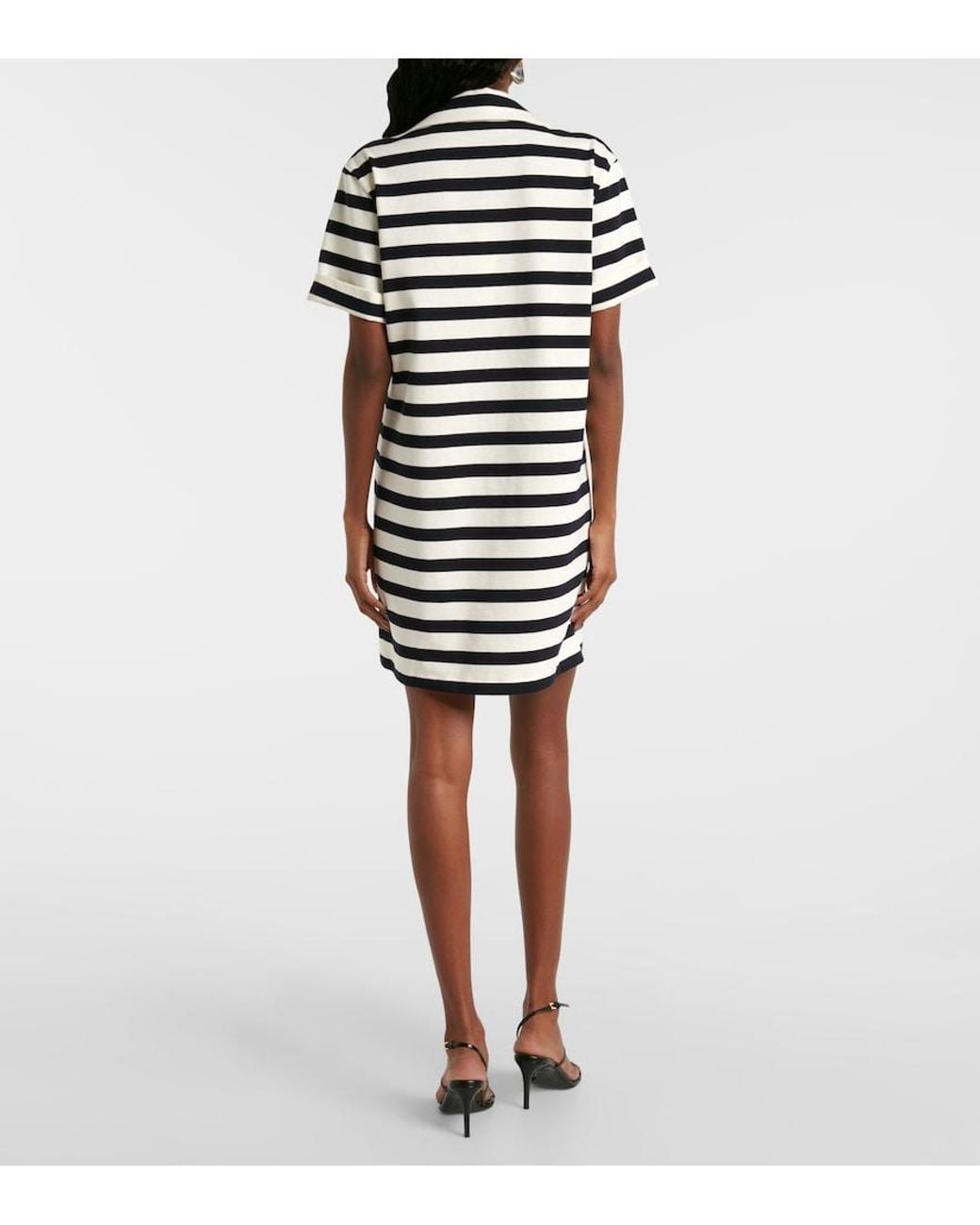 Veronica Beard Blue Cayden Striped Cotton Polo Dress