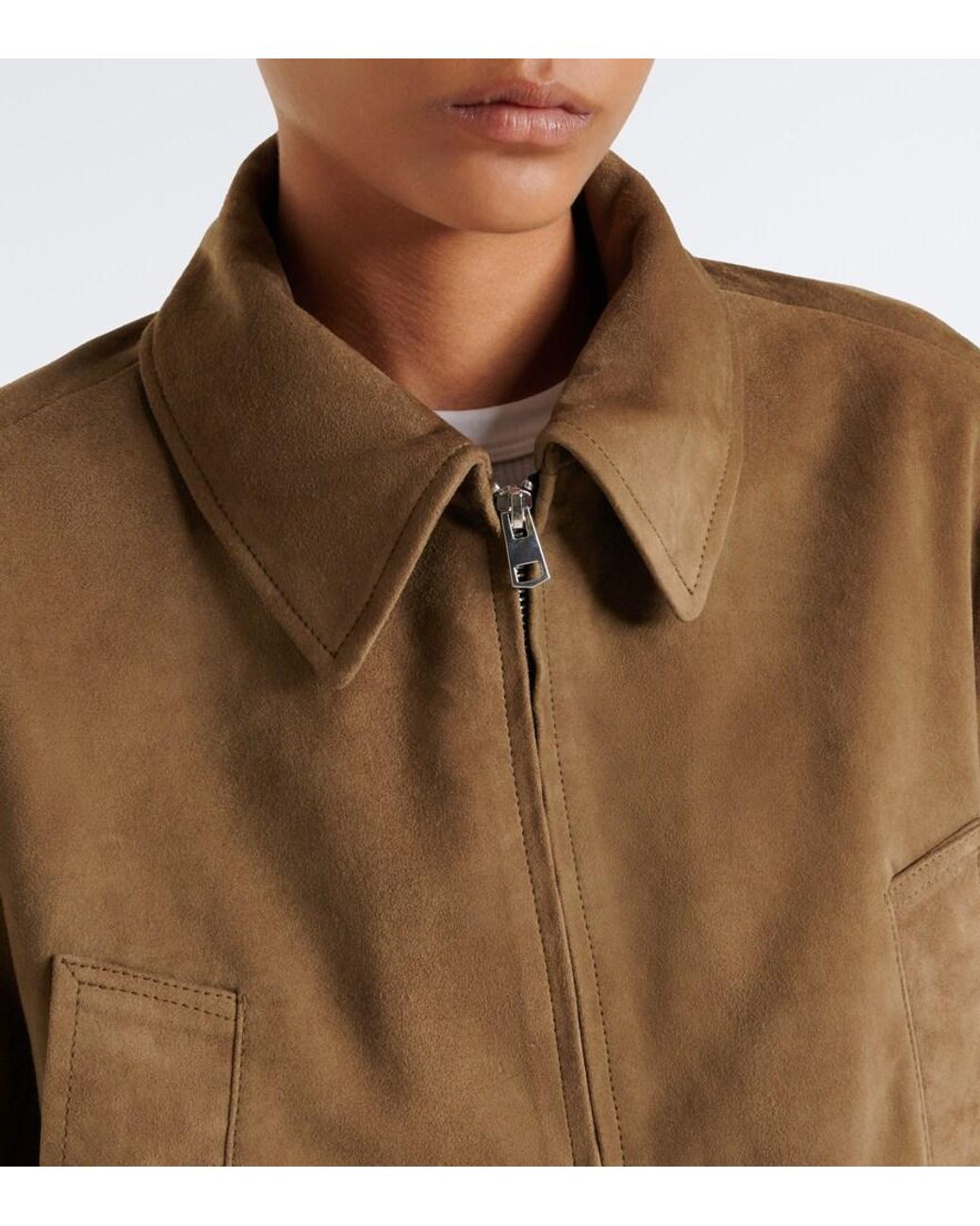 Agolde Green Nahla Cropped Suede Jacket