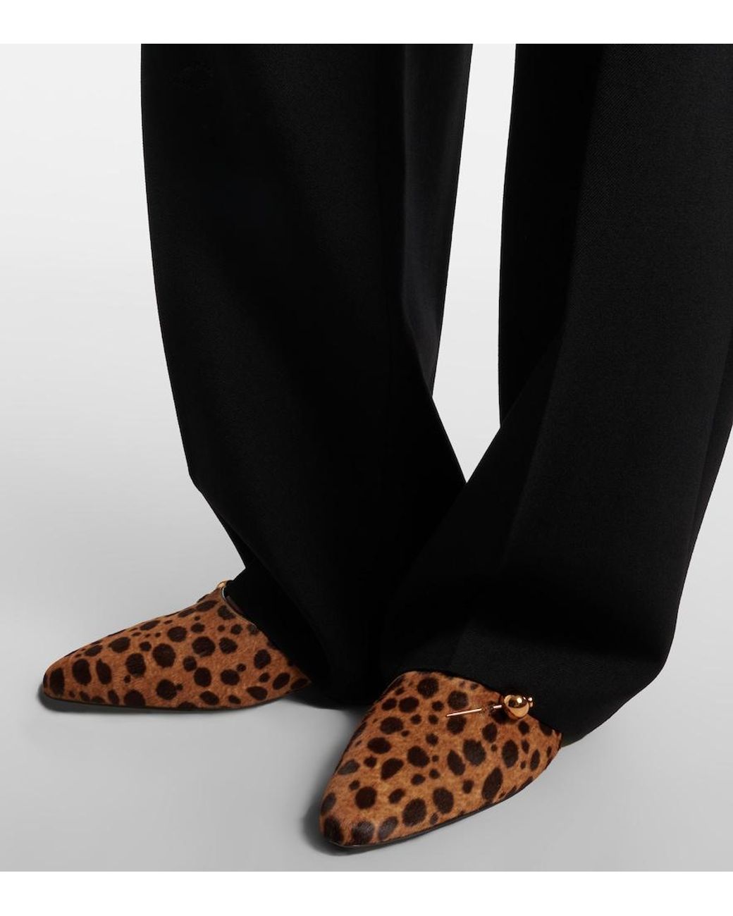 Herbert Levine Brown Sleep On It Cheetah-Print Calf Hair Mules
