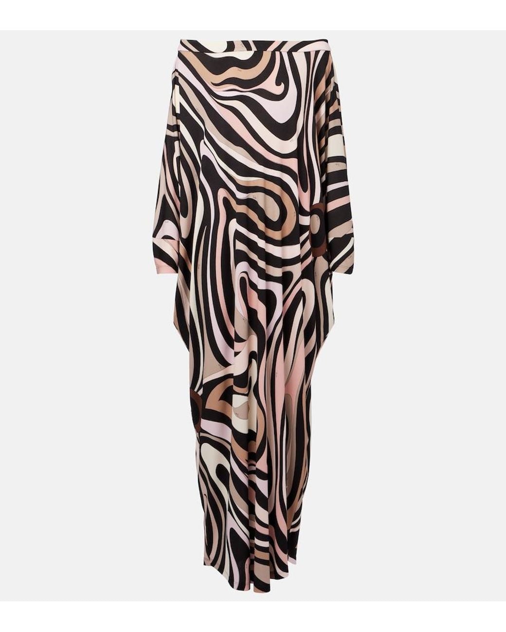 Emilio Pucci Black Marmo Printed Off-Shoulder Beach Cover-Up