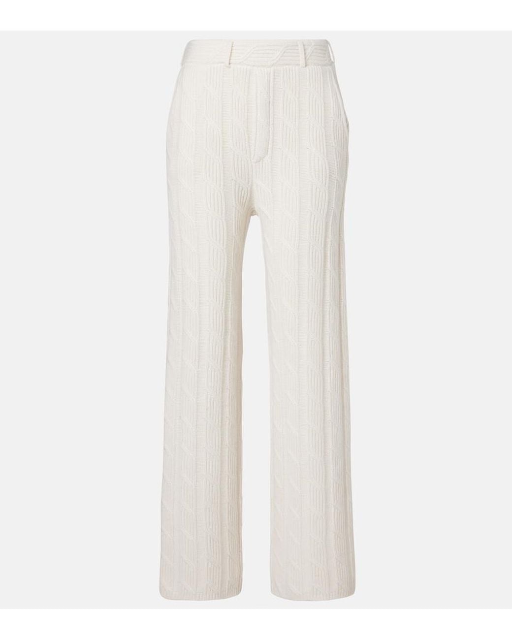Lisa Yang White Ebba Low-Rise Cashmere Wide-Leg Pants