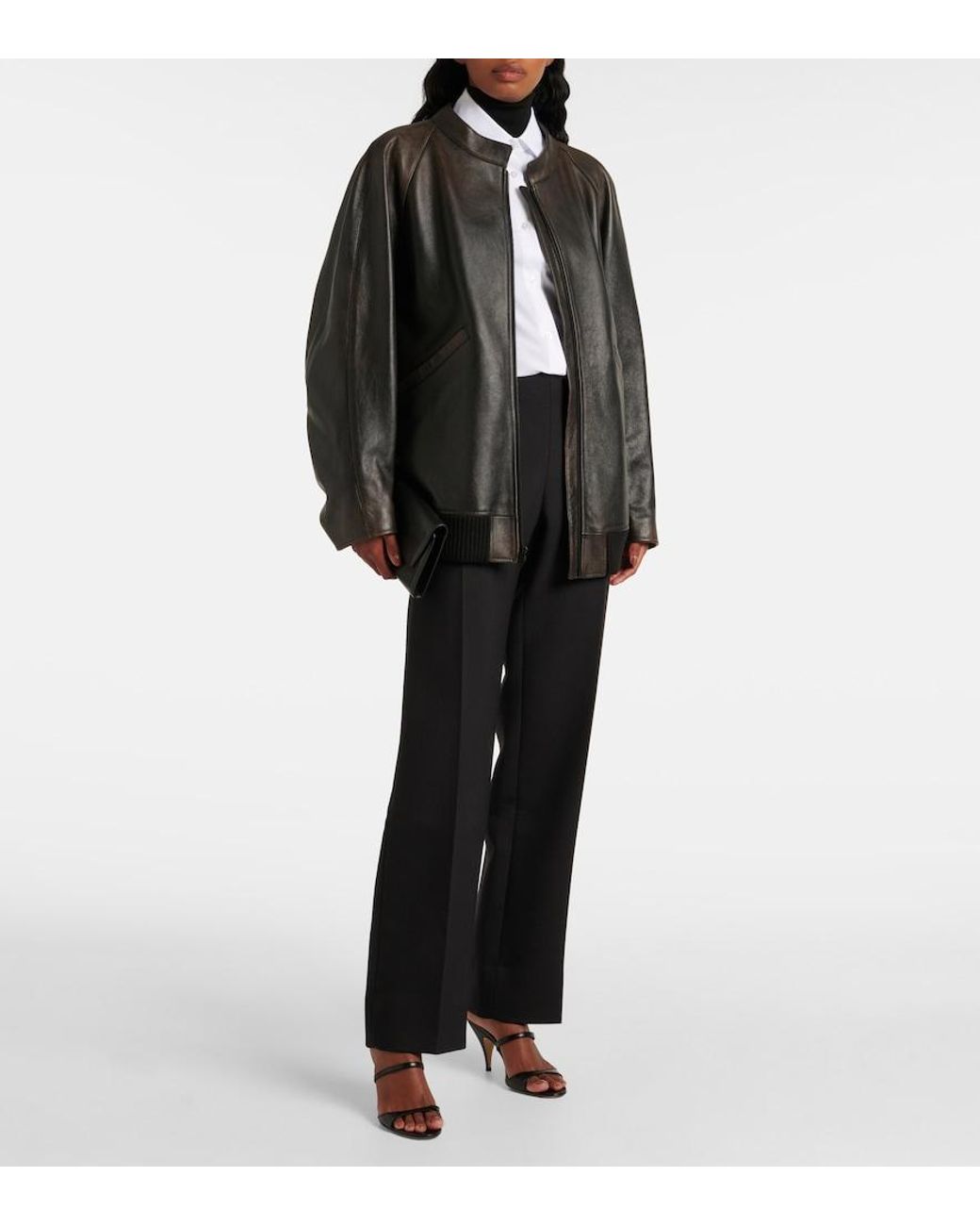 The Row Black Kengia Leather Jacket
